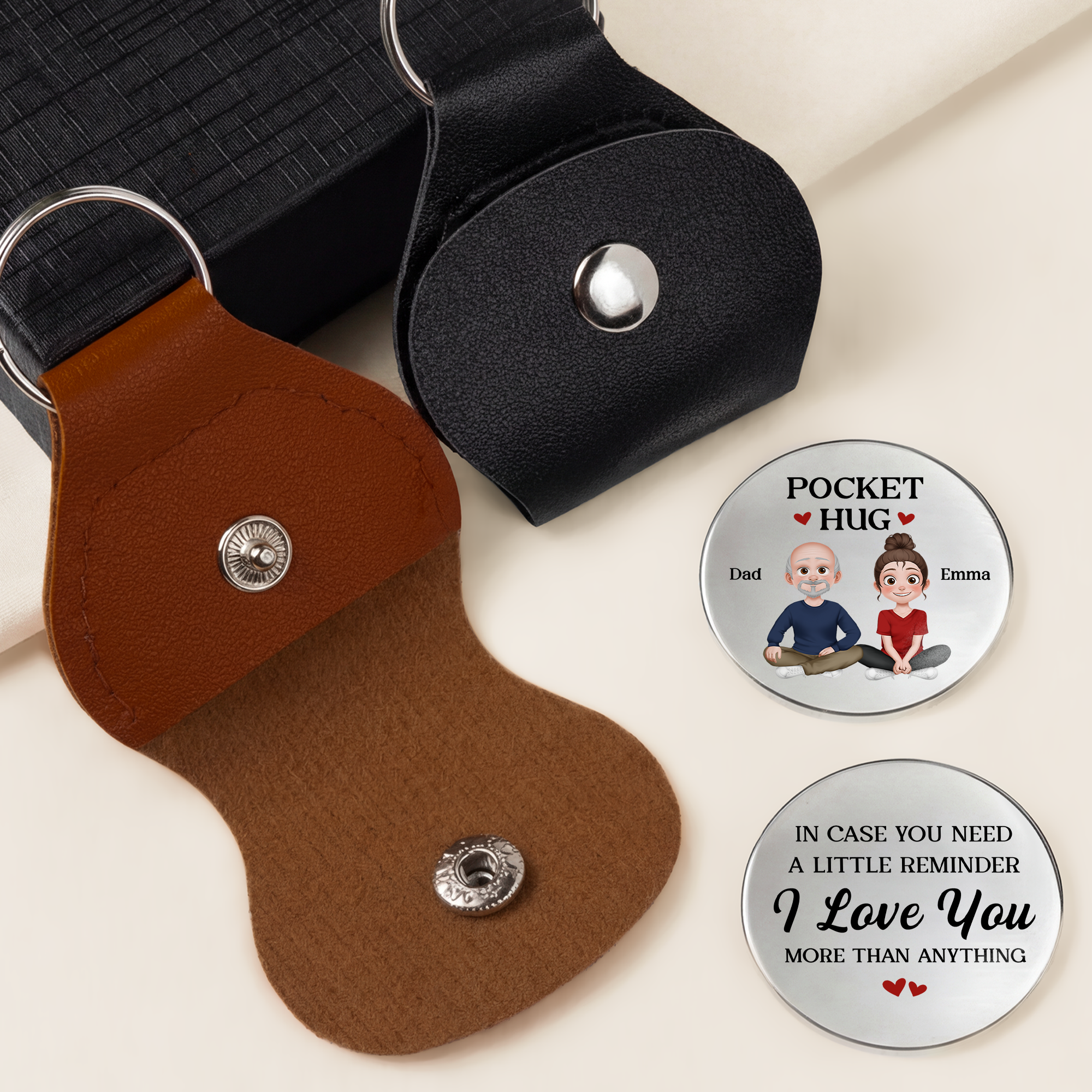 8266AUK2 personalised i love you more than anything leather pocket hug for mumdad 8266aj8fca