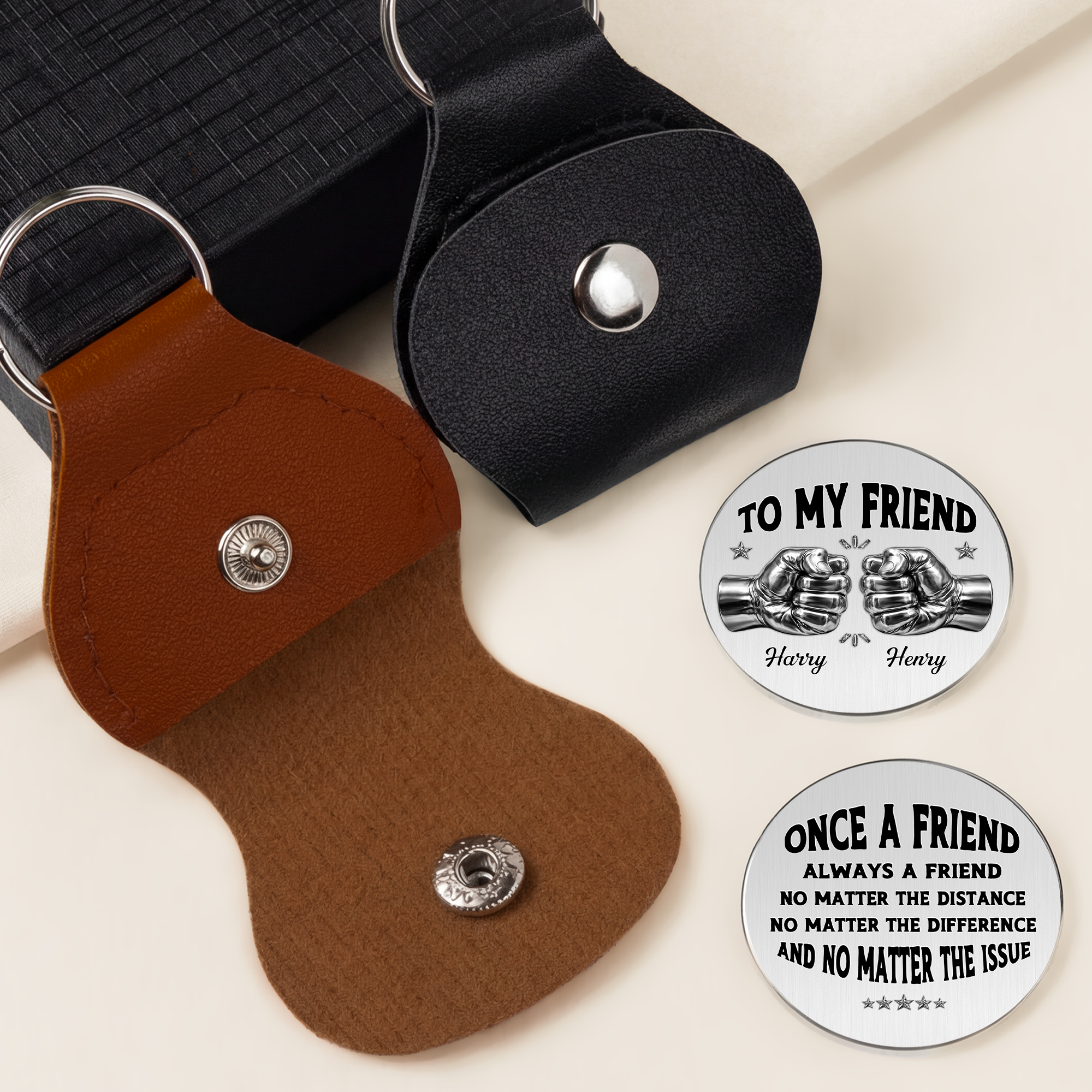 8268AUK2 3d printing effect personalised leather pocket hug for brothermale friends 8268aj6fhb