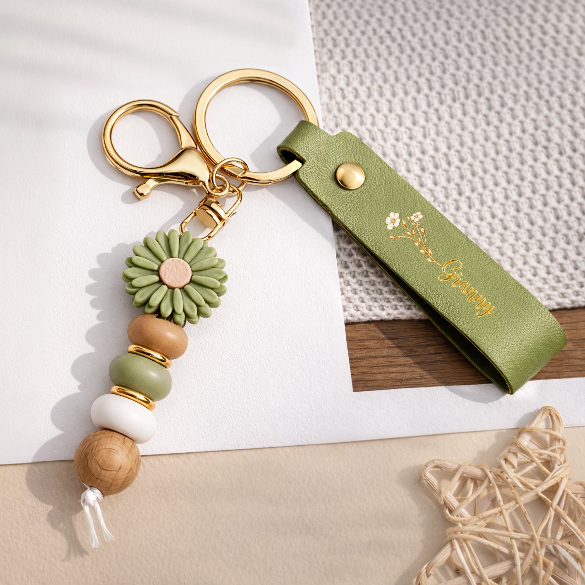8275MUK2 3d printing effect personalised daisy beaded keychain with flower for mumgrandma 8275mj6pwa