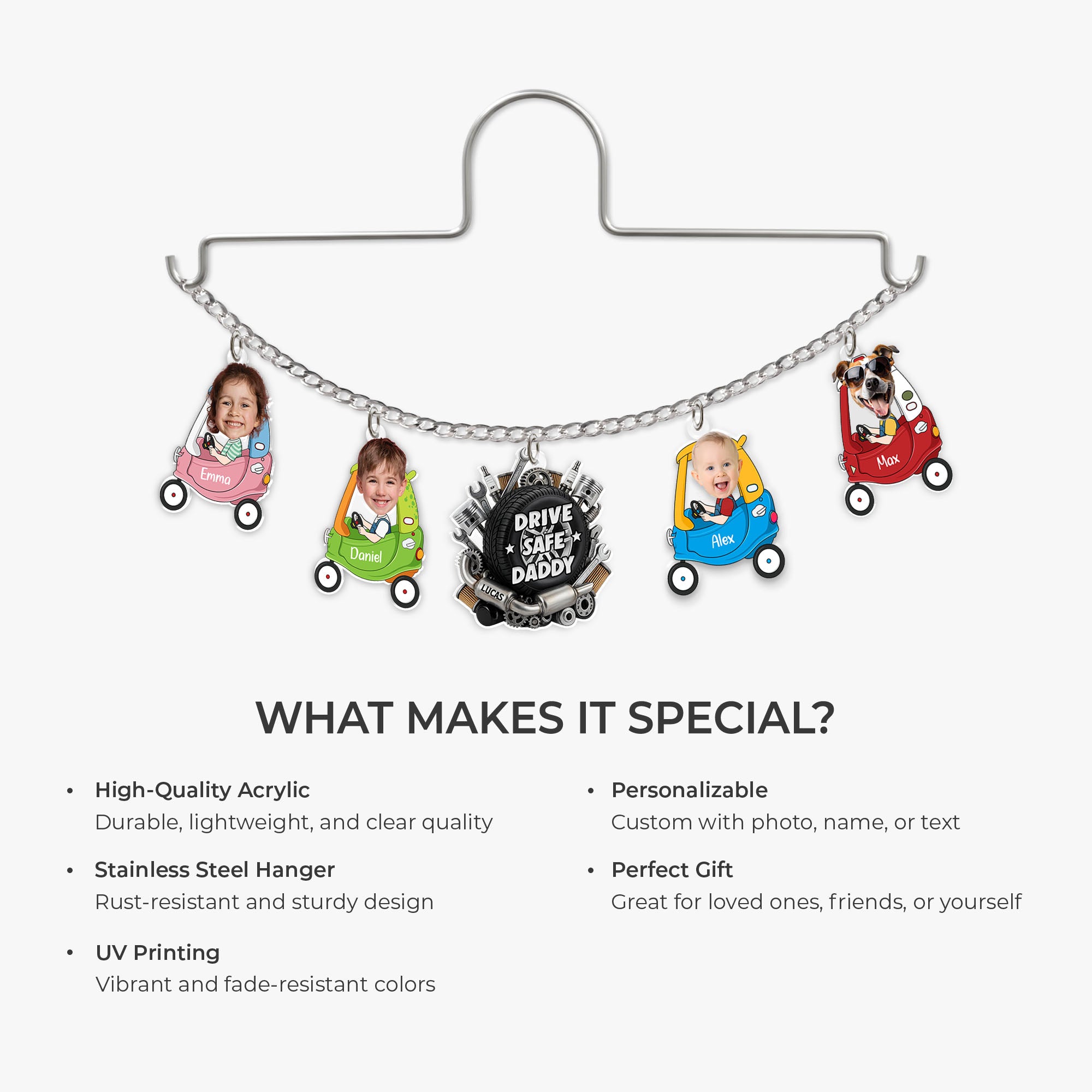 8277GUK4 personalised drive safe car charm with kid face for dadmum 8277gsyab