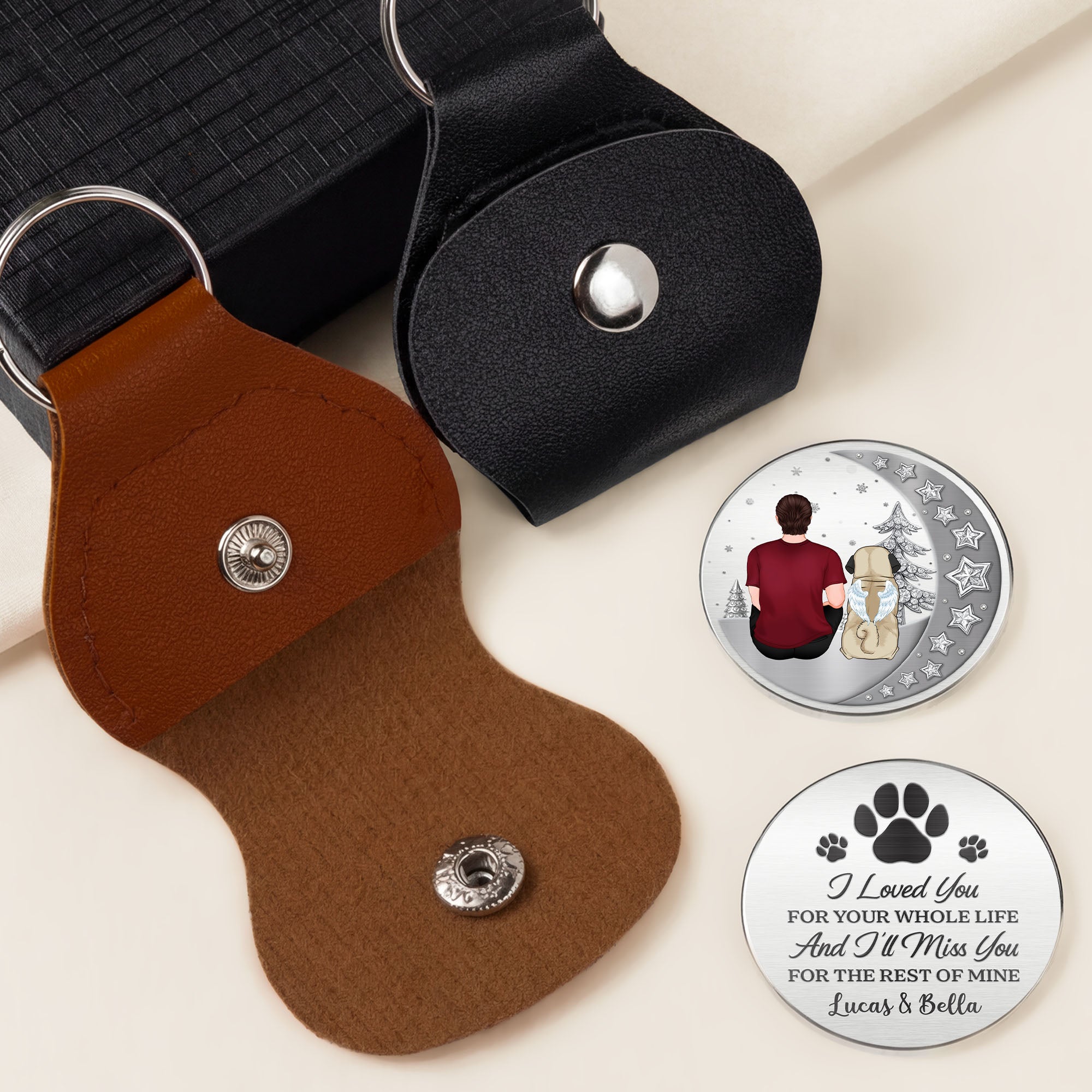 8306AUK3 3d printing effect personalised memorial leather pocket hug for dog lovers 8306ajnvmc