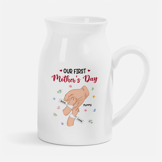 8308OUK1 personalised our first mothers day flower vase for mum 8308otewa