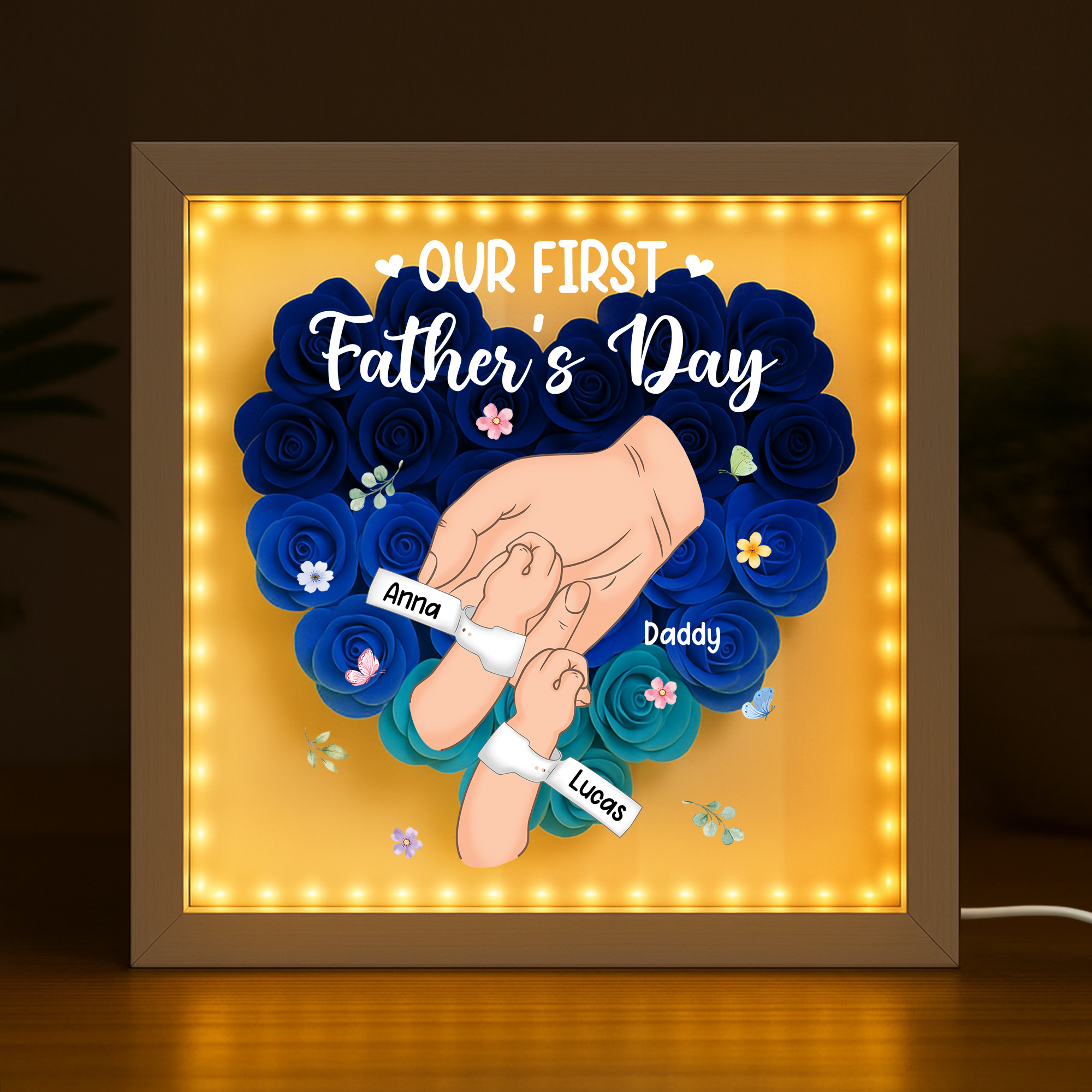 8308OUK2 personalised our first mothers day flower shadow box for mumdad 8308otewa