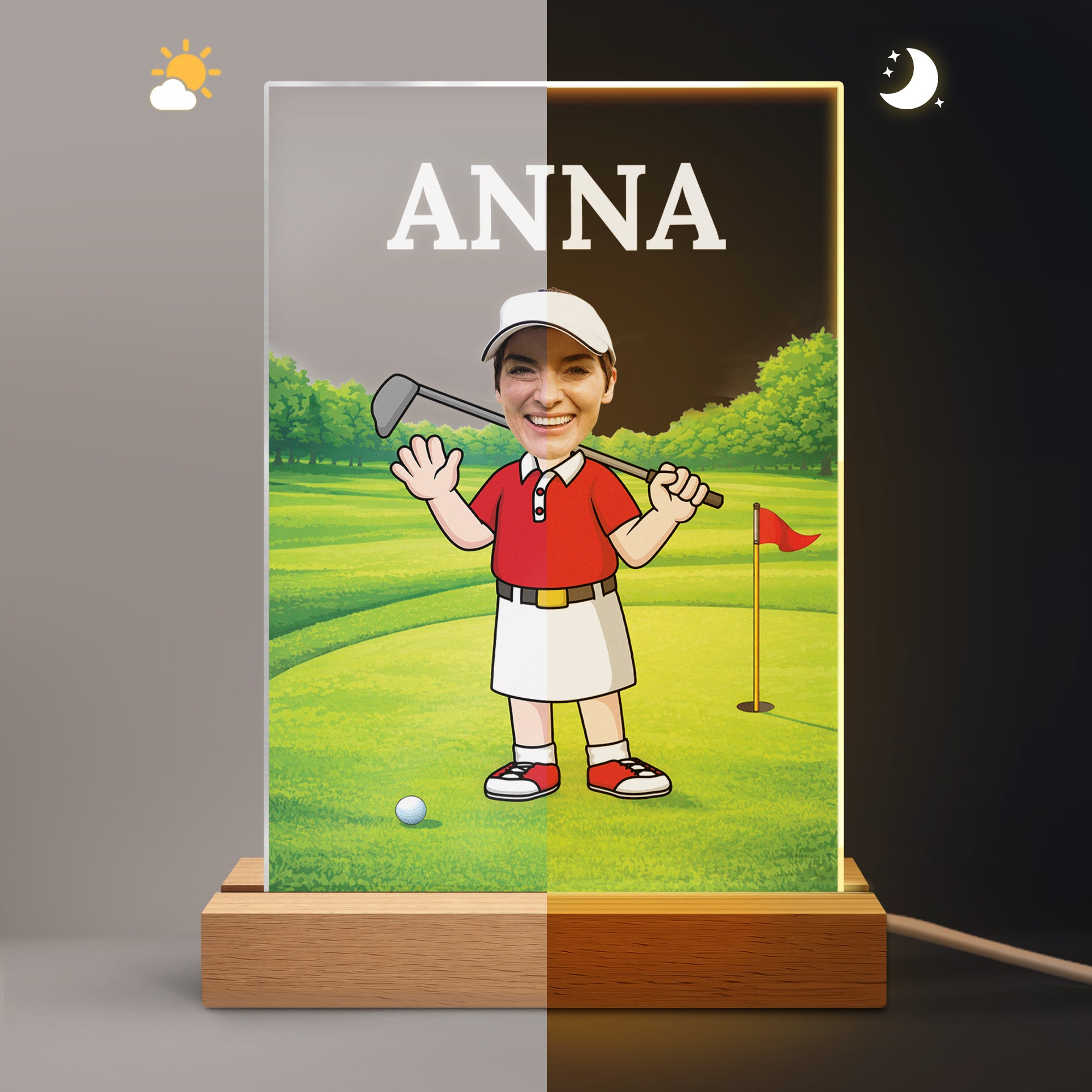 8311LUK2 personalised golf player night light with photo for dadgrandad 8311lcpcb