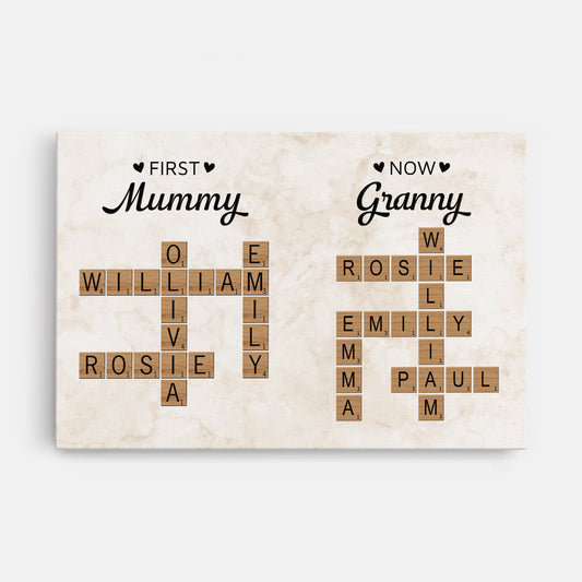 8314CUK1 personalised first mum now granny crossword name canvas wall art 8314c8p5a_15e5ce2f 6aae 498a 9b68 73a60733321f
