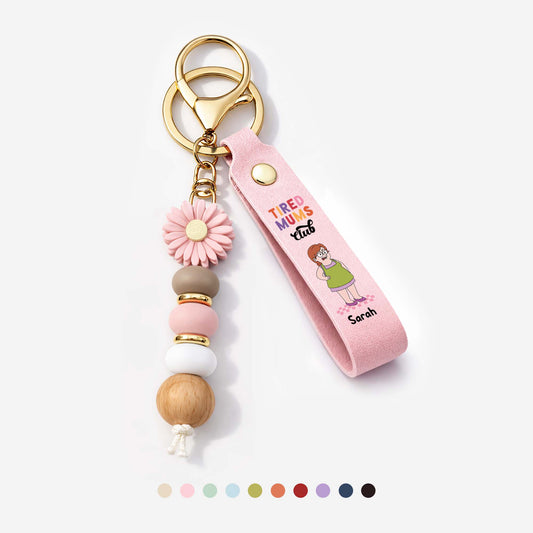 8315MUK1 personalised tired mums club daisy beaded keyring for mumdad 8315mj6vwa_1