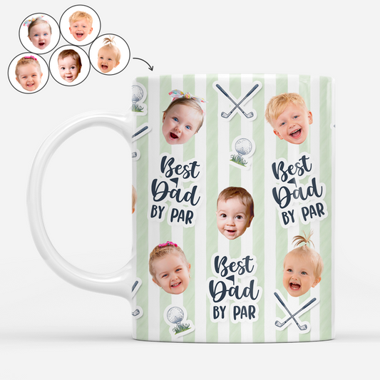 8328MUK1 personalised best dad by par golf mug with faces for dadgrandad 8328msfwb