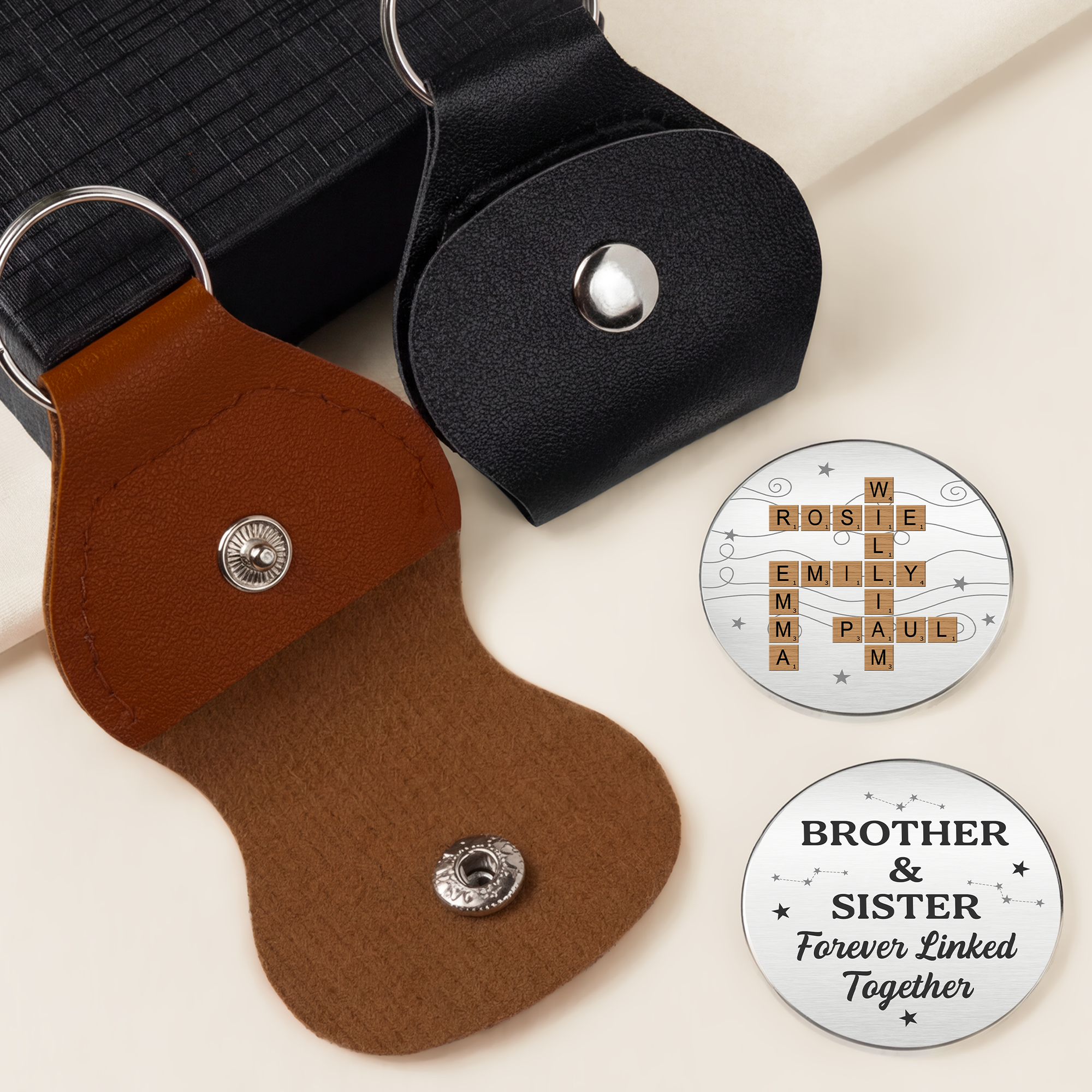 8372AUK2 personalised brother  sister crossword pocket hug token for siblings 8372aj6fca