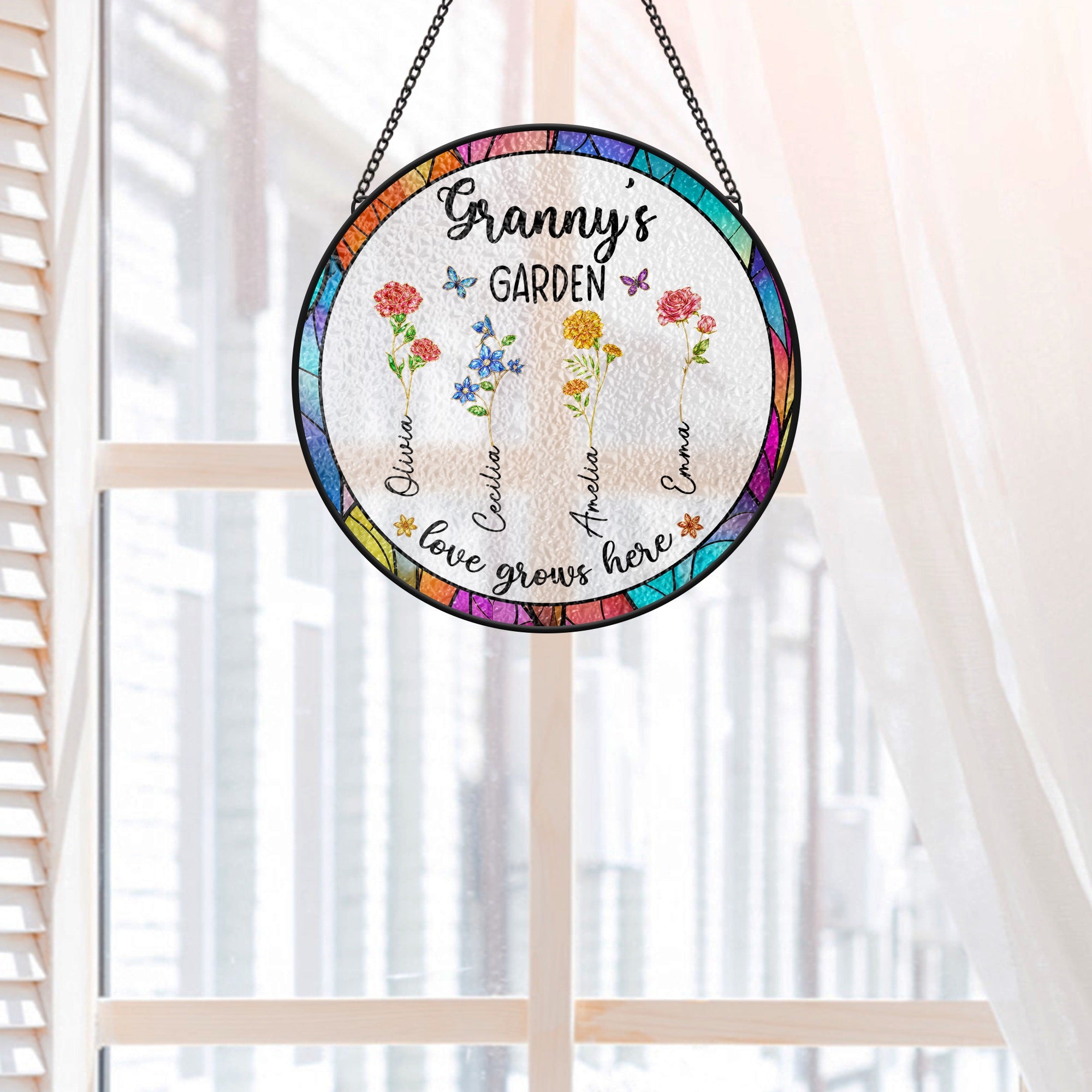 8376UUK2 personalised glass mummygrandmas garden suncatcher 8376ucx5a