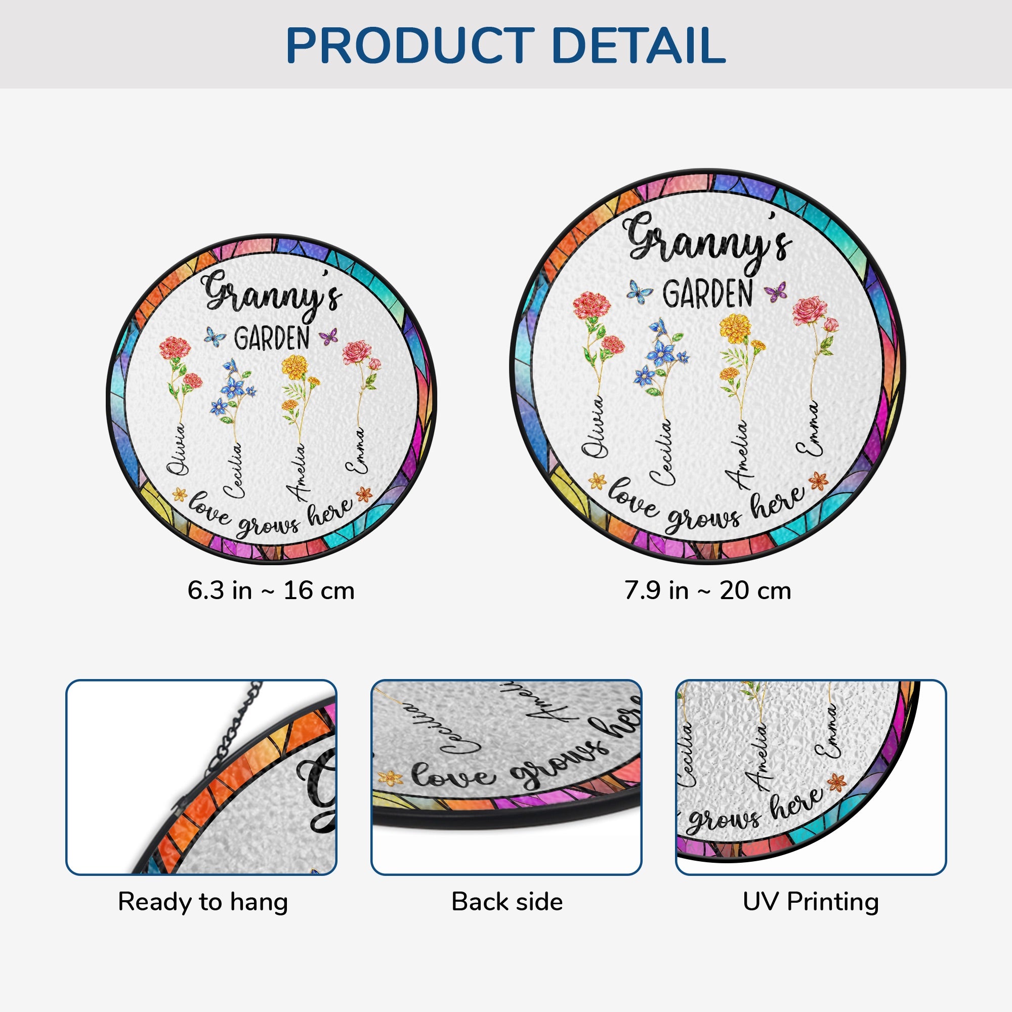 8376UUK3 personalised glass mummygrandmas garden suncatcher 8376ucx5a