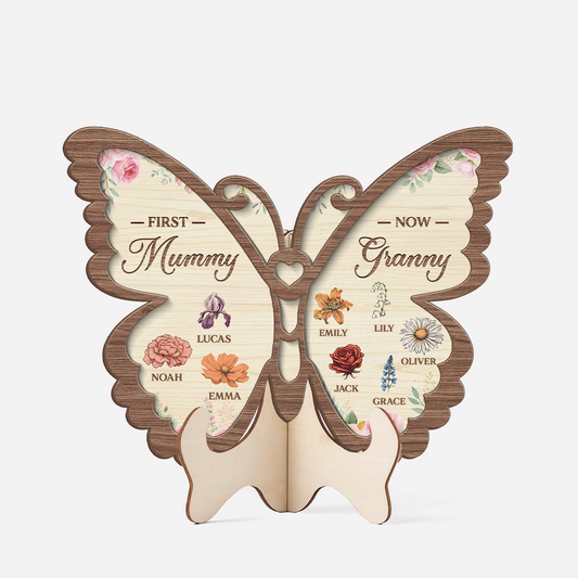 8377QUK1 personalised first mummy now granny wooden plaque with flowers 8377qsy5a_jpg