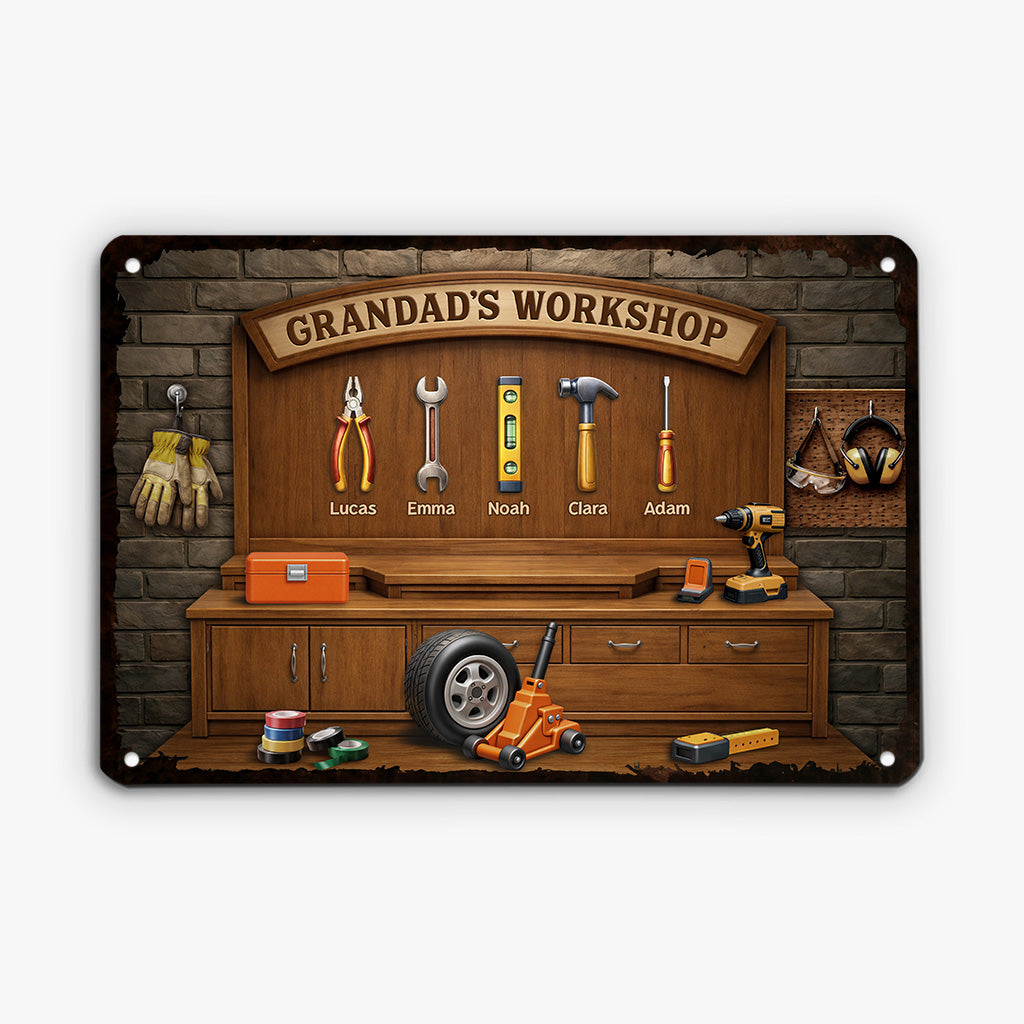 8384EUK2 personalised metal daddys workshop sign for dadgrandad 8384esxmb