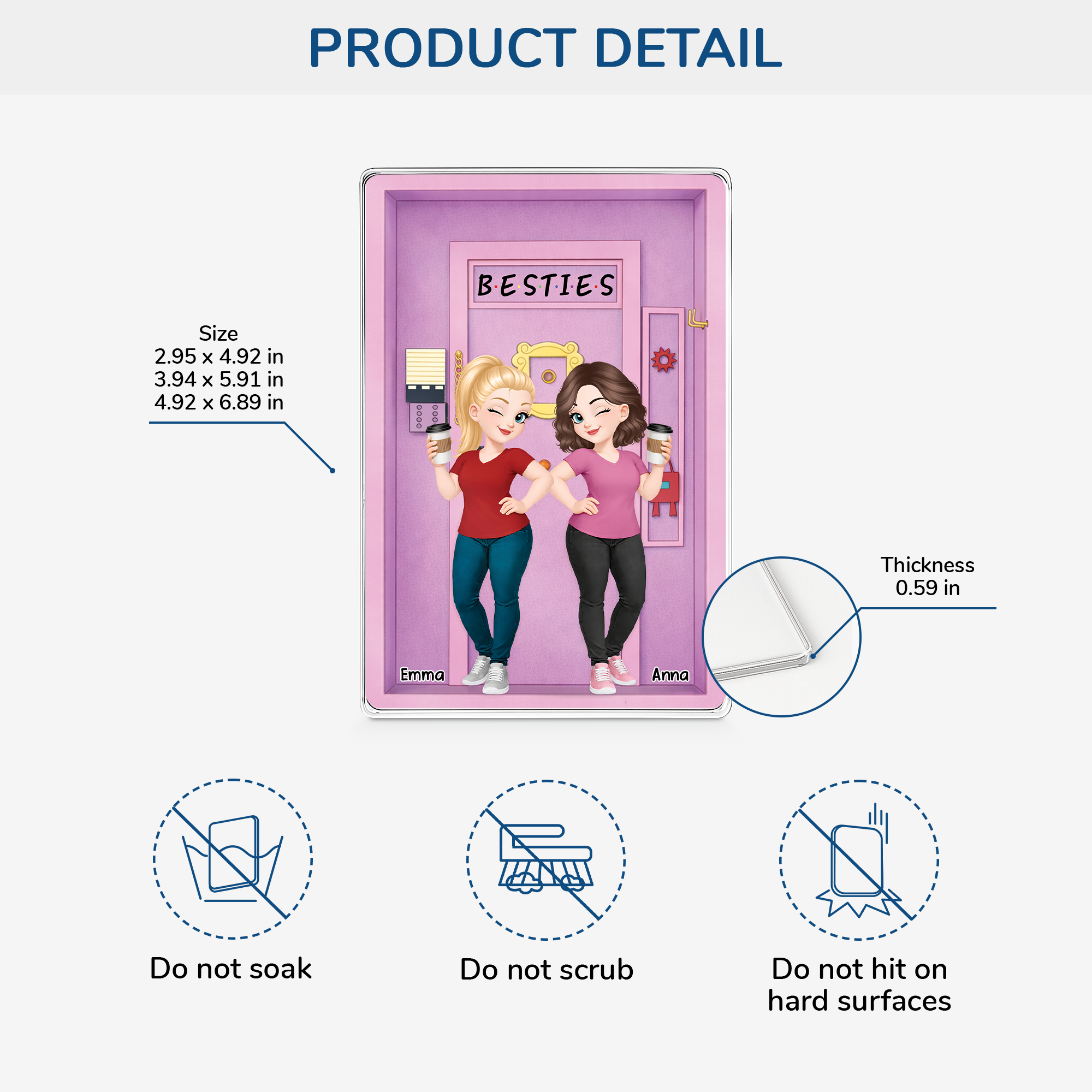 8418RUK3 3d printing effect personalised besties rectangle acrylic plaque for friends 8418rcecf