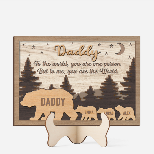 8423QUK1 personalised wooden bear plaque with names for dadmum 8423qcc1b