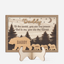 8423QUK1 personalised wooden bear plaque with names for dadmum 8423qcc1b