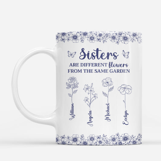 8443MUK1 personalised friendssisters are different flowers from the same garden_ blue toile mug 8443msvne_1