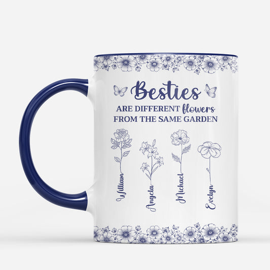 8443MUK1 personalised friendssisters are different flowers from the same garden_ blue toile mug 8443msvne_2