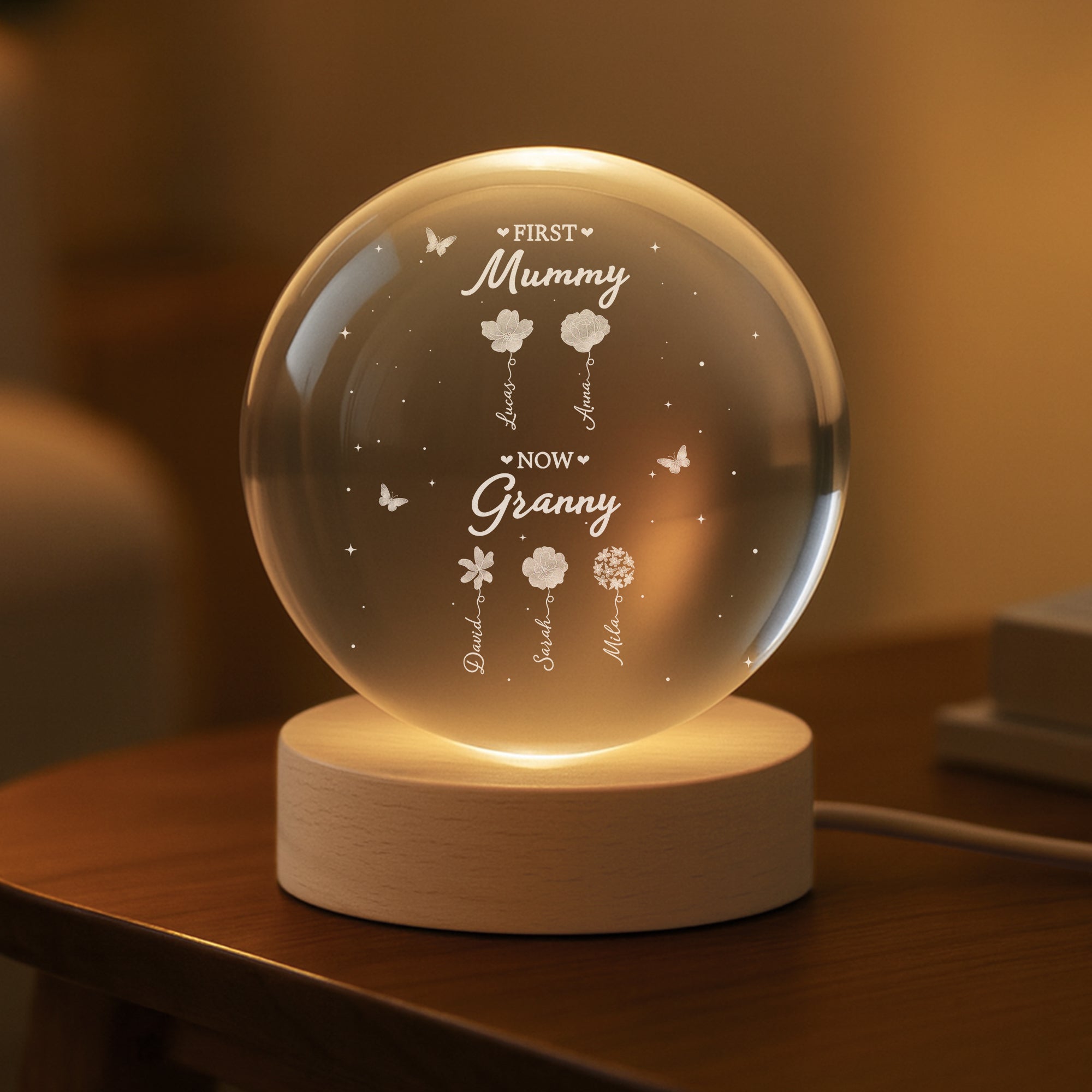 8447LUK2 personalised first mum now granny crystal ball lamp for new grandma_ 8447lspwa