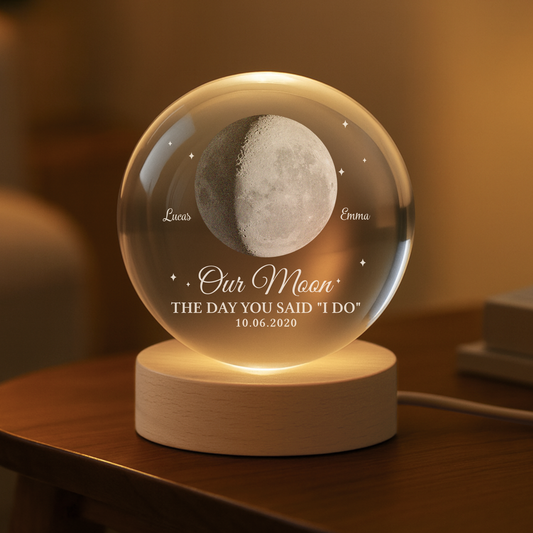 8448LUS2 personalized crystal ball lamp moon phase anniversary gift for couples 8448lshag