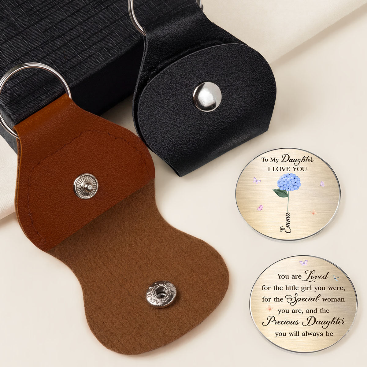 8454AUK1 personalised to my daughter i love you leather pocket hug from mum 8454ajsvza_2