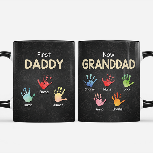 8456MUK1 personalised first dad now grandad handprint coffee mug 8456mtktb