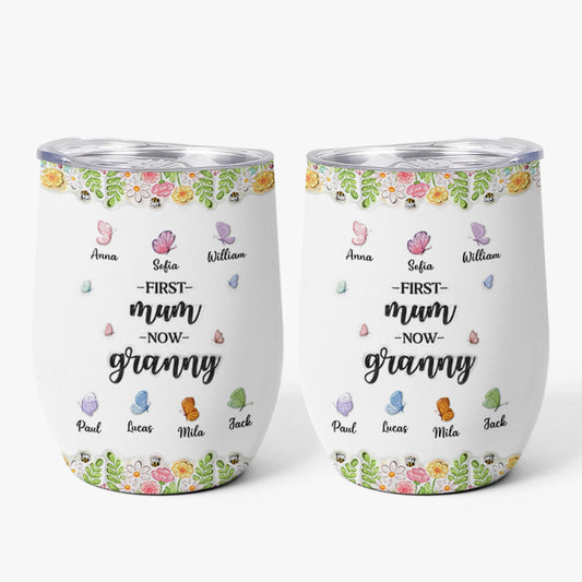 8457TUK1 3d printing effect personalised first mum now grandma butterfly wine tumbler 8457t8pca
