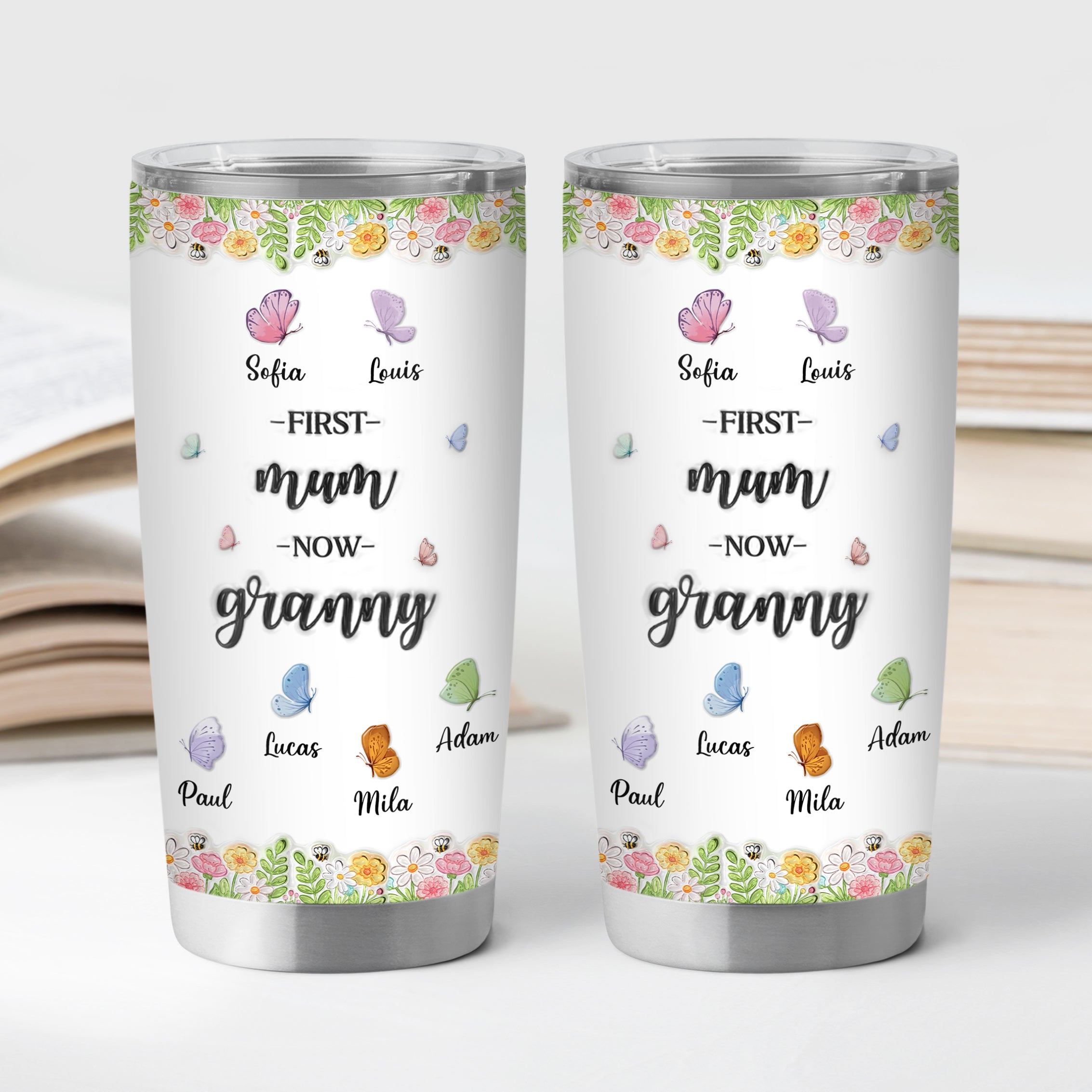 8457TUK2 3d printing effect personalised first mum now grandma butterfly 20oz tumbler 8457t8pca