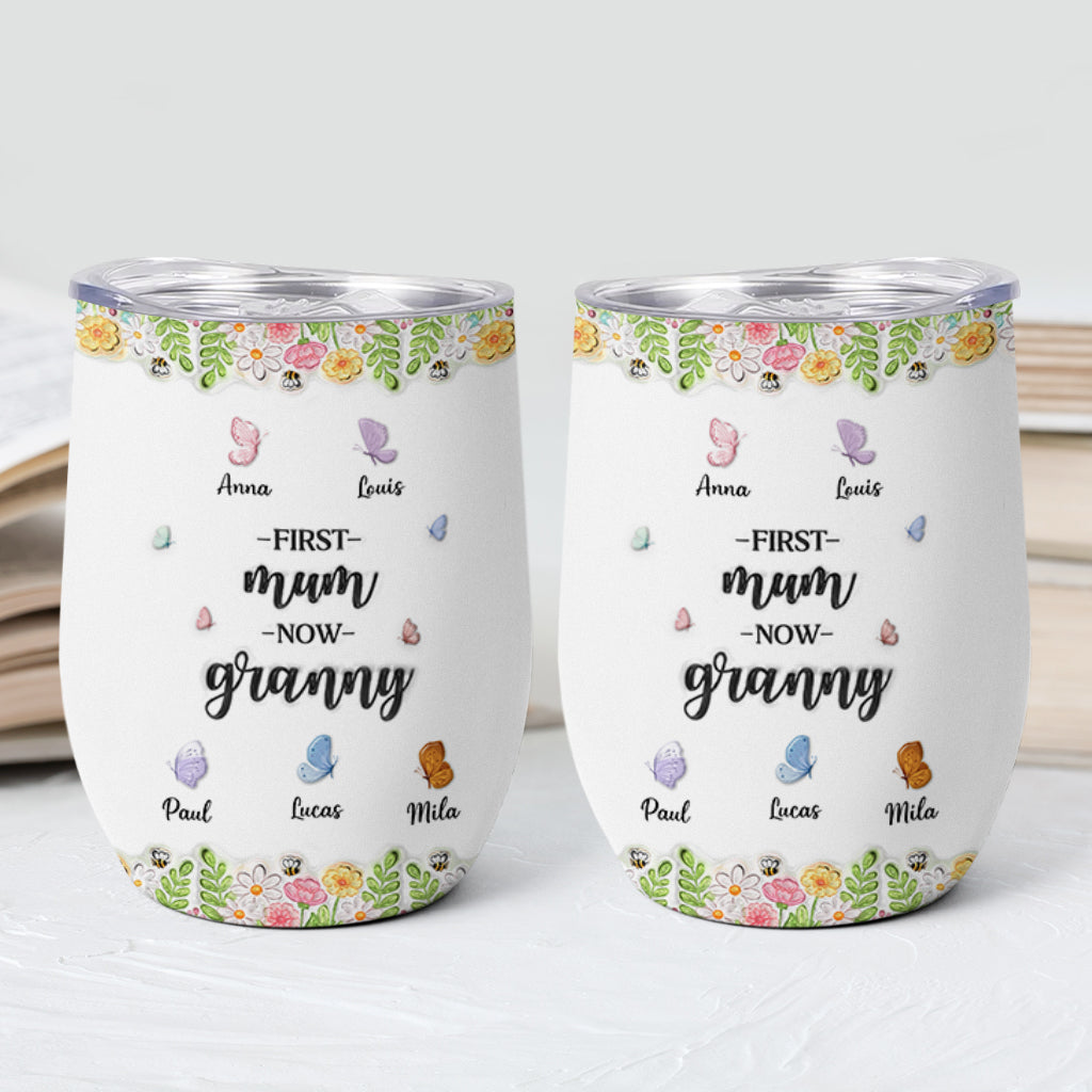 8457TUK2 3d printing effect personalised first mum now grandma butterfly wine tumbler 8457t8pca