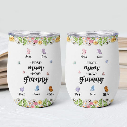 8457TUK2 3d printing effect personalised first mum now grandma butterfly wine tumbler 8457t8pca