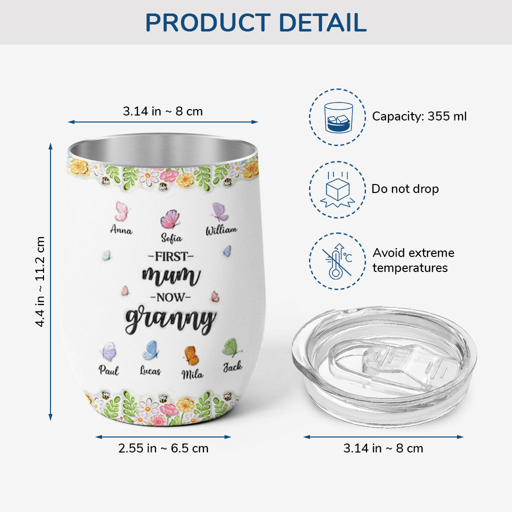 8457TUK3 3d printing effect personalised first mum now grandma butterfly wine tumbler 8457t8pca