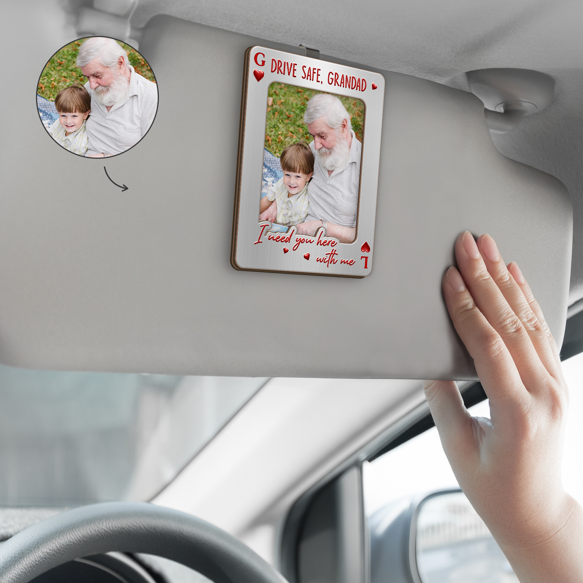 8475GUK2 personalised drive safe photo car visor clip_ for dadmumgrandmagrandad 8475g6czb