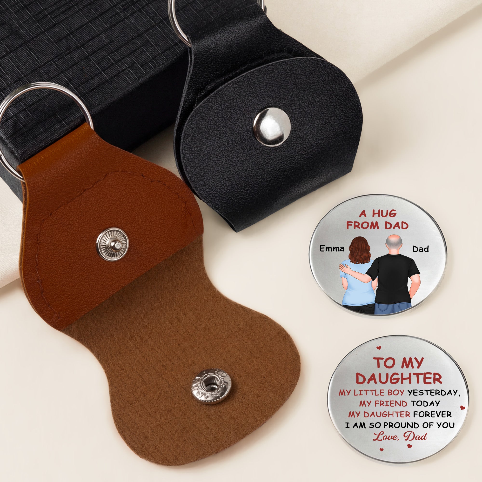 8497AUK1 personalised a hug from dad leather pocket hug for sondaughter 8497ajsvbb_1