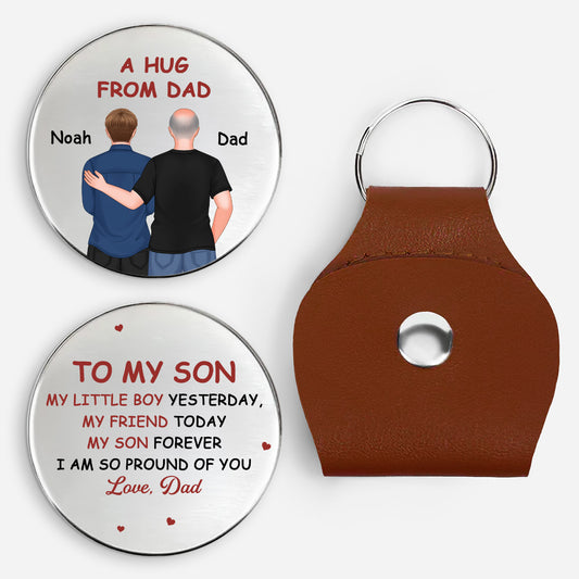 8497AUK1 personalised a hug from dad leather pocket hug for sondaughter 8497ajsvbb_2