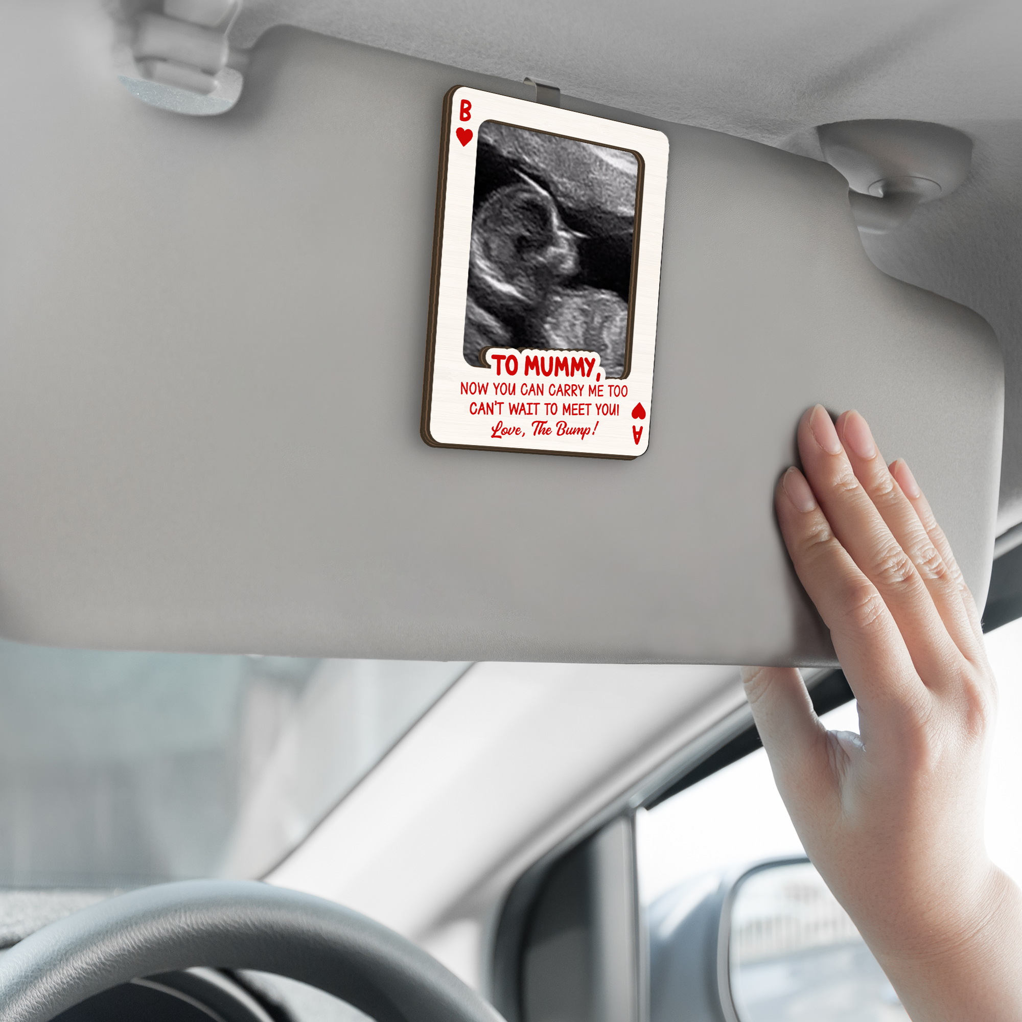 8515GUK2 personalised ultrasound photo car visor clip for mum and dad to be 8515gtfcb