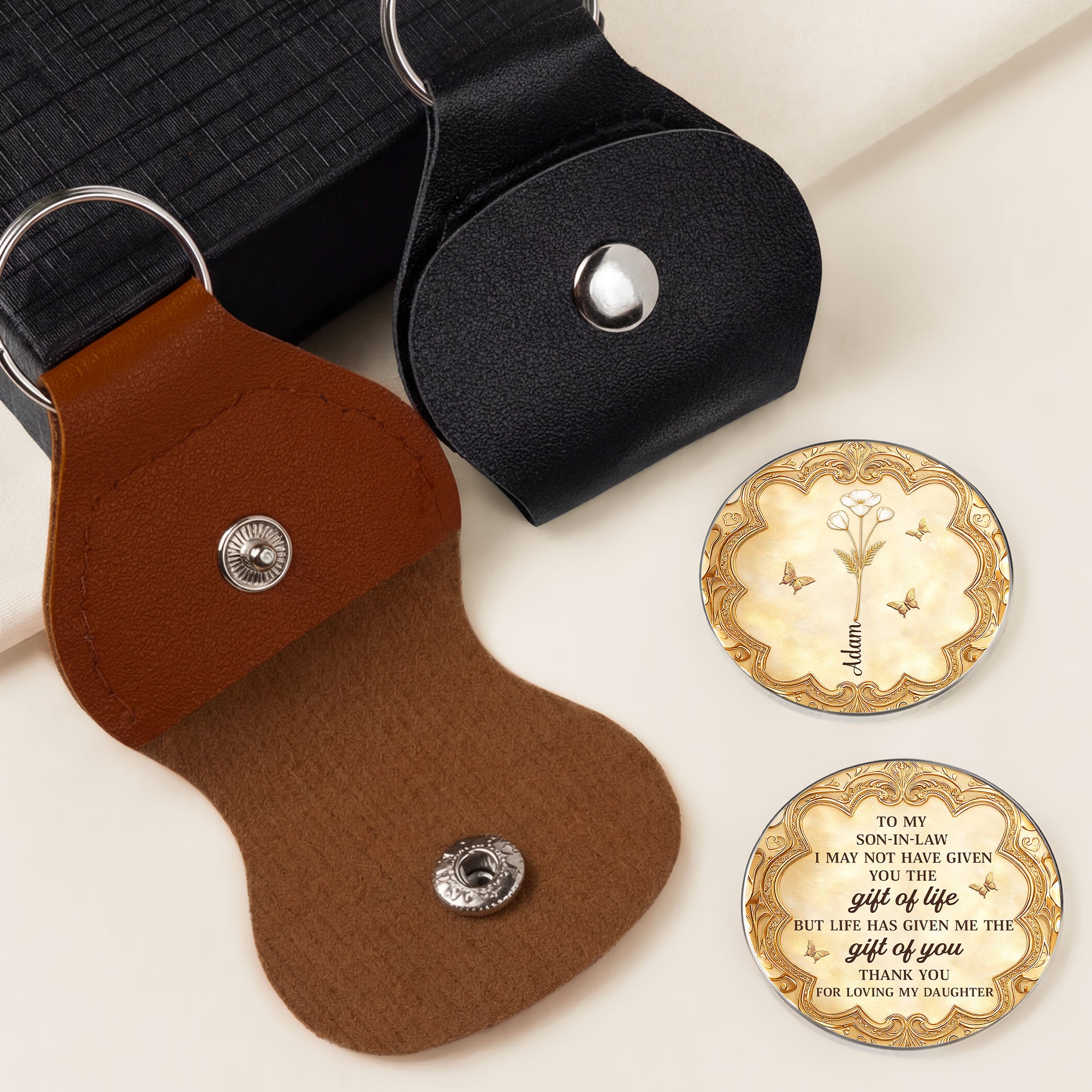 8523AUS2 3d printing effect personalized leather pocket hug gifts for daughter in law 8523ajchla