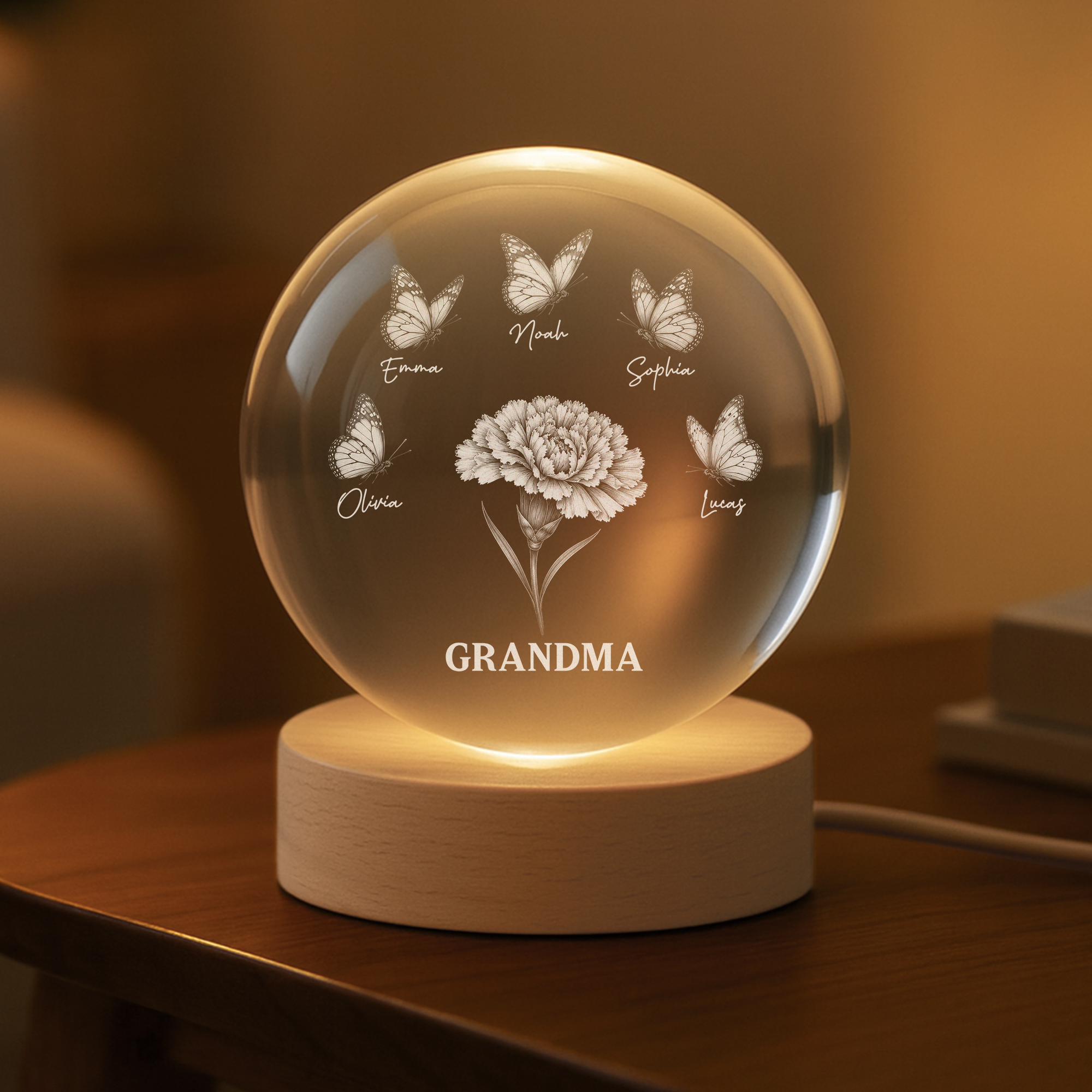 8530LUS2 personalized crystal ball lamp grandma gifts with grandkids names 8530lck2a