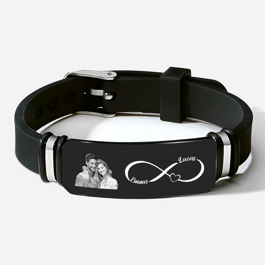 8553JUK1 personalised photo bracelet with names for couples 8553jnf5g