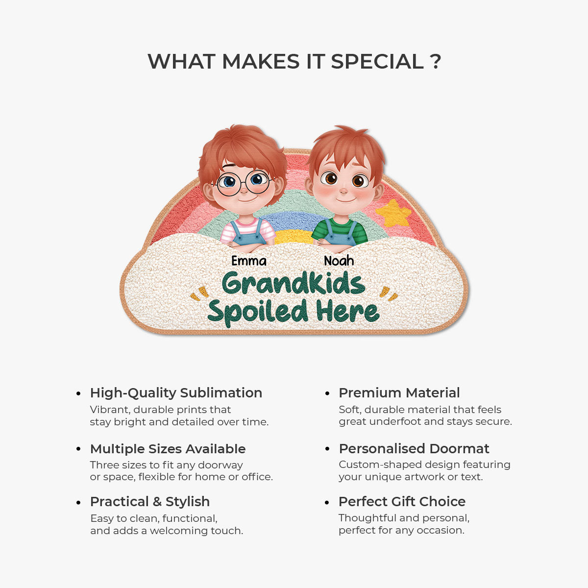 8554AUK6 personalised grandkids spoiled here custom shaped doormat for granny and grandad 8554adtkla