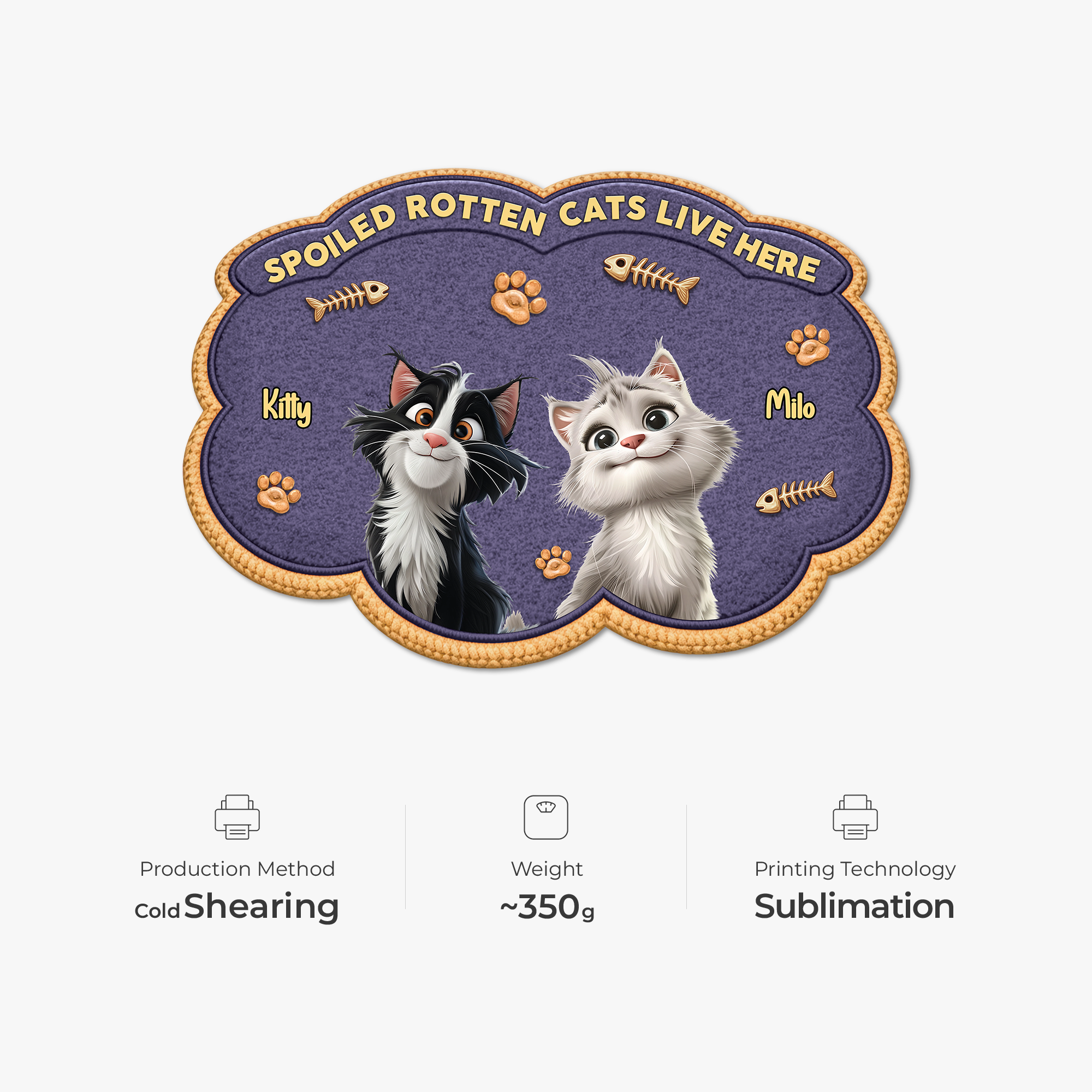 8558AUK1 personalised spoiled rotten cats live here custom shaped doormat 8558adavrd_7
