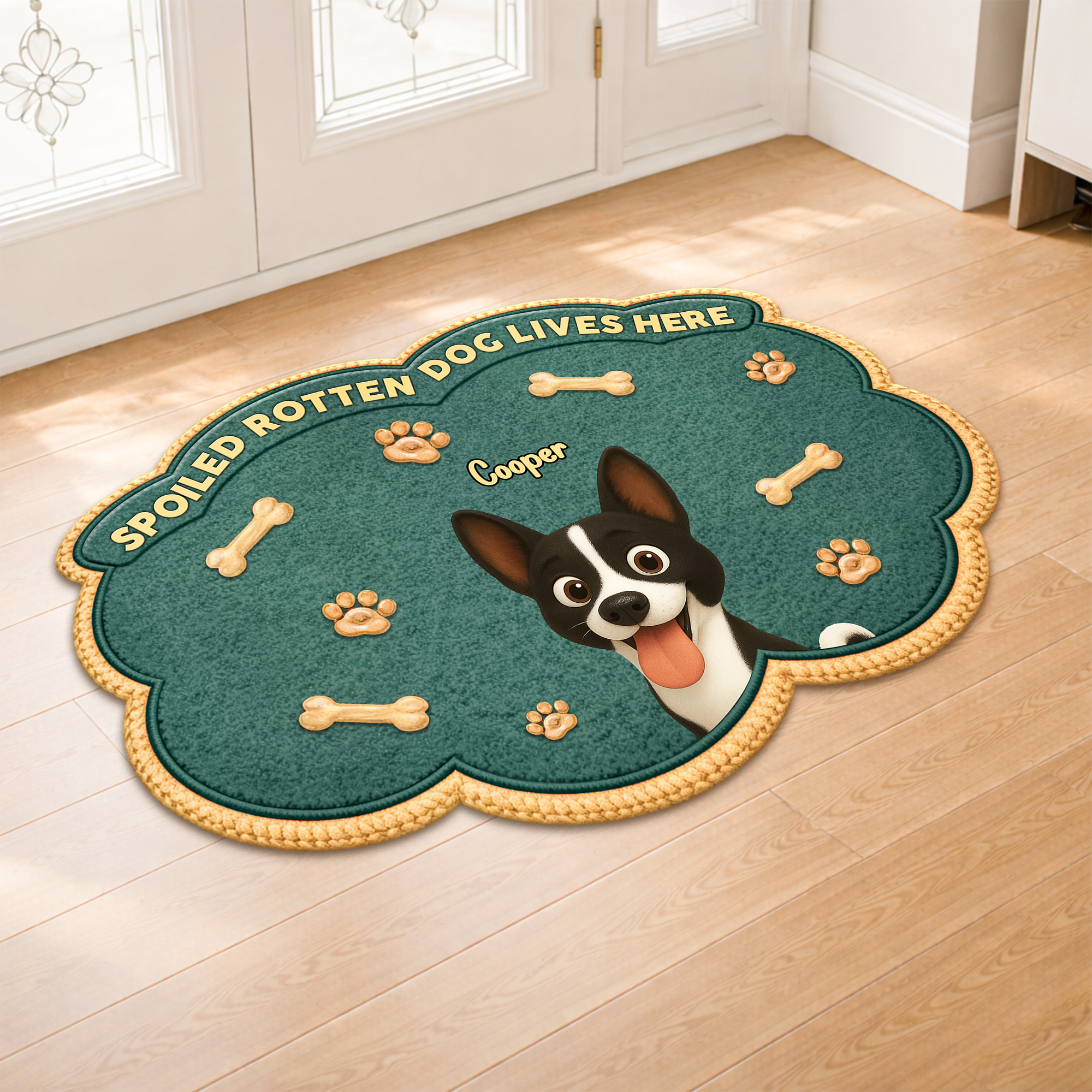 8558AUK1 personalised spoiled rotten dogs live here custom shaped doormat 8558adavrc_3