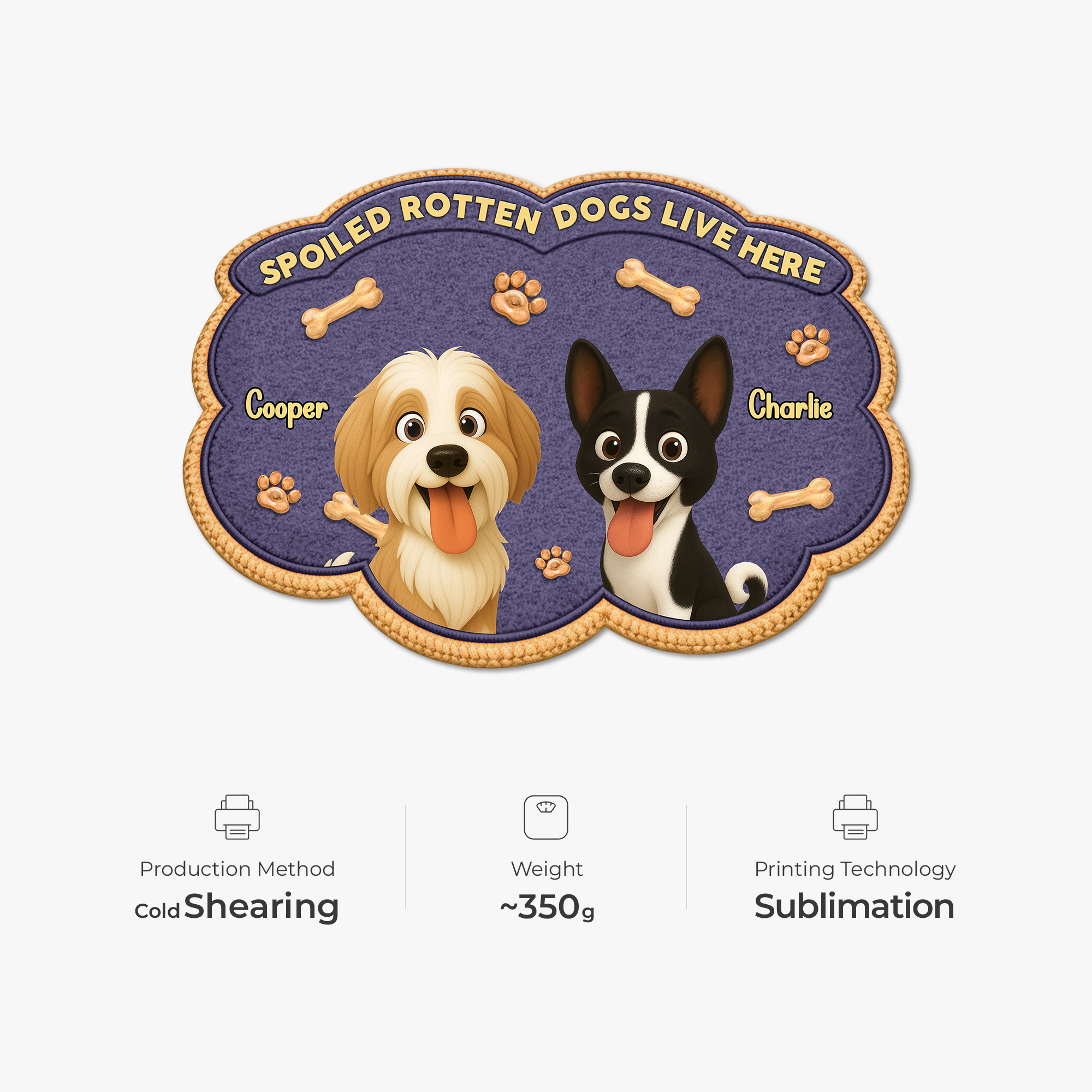 8558AUK1 personalised spoiled rotten dogs live here custom shaped doormat 8558adavrc_5