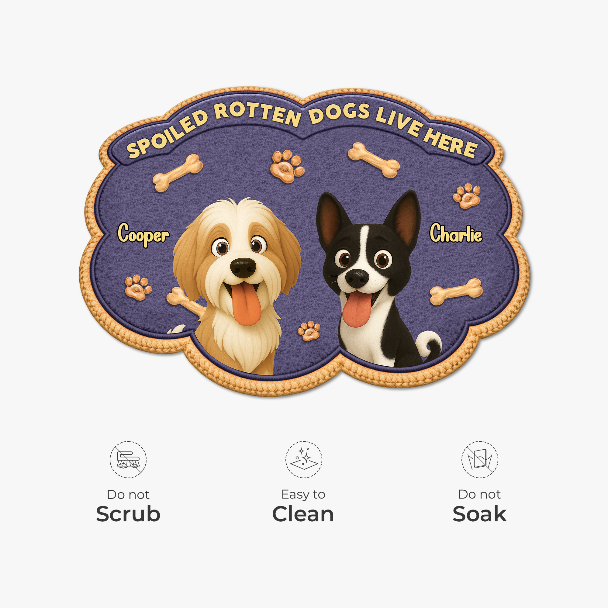 8558AUK1 personalised spoiled rotten dogs live here custom shaped doormat 8558adavrc_6