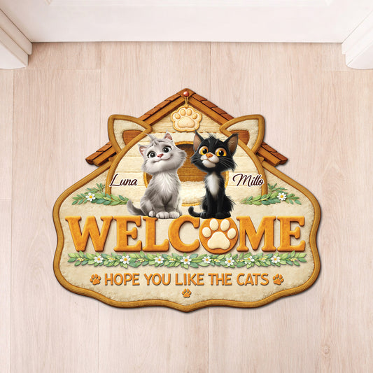 8561AUK1 personalised hope you like cats custom shaped doormat 8561adalmd