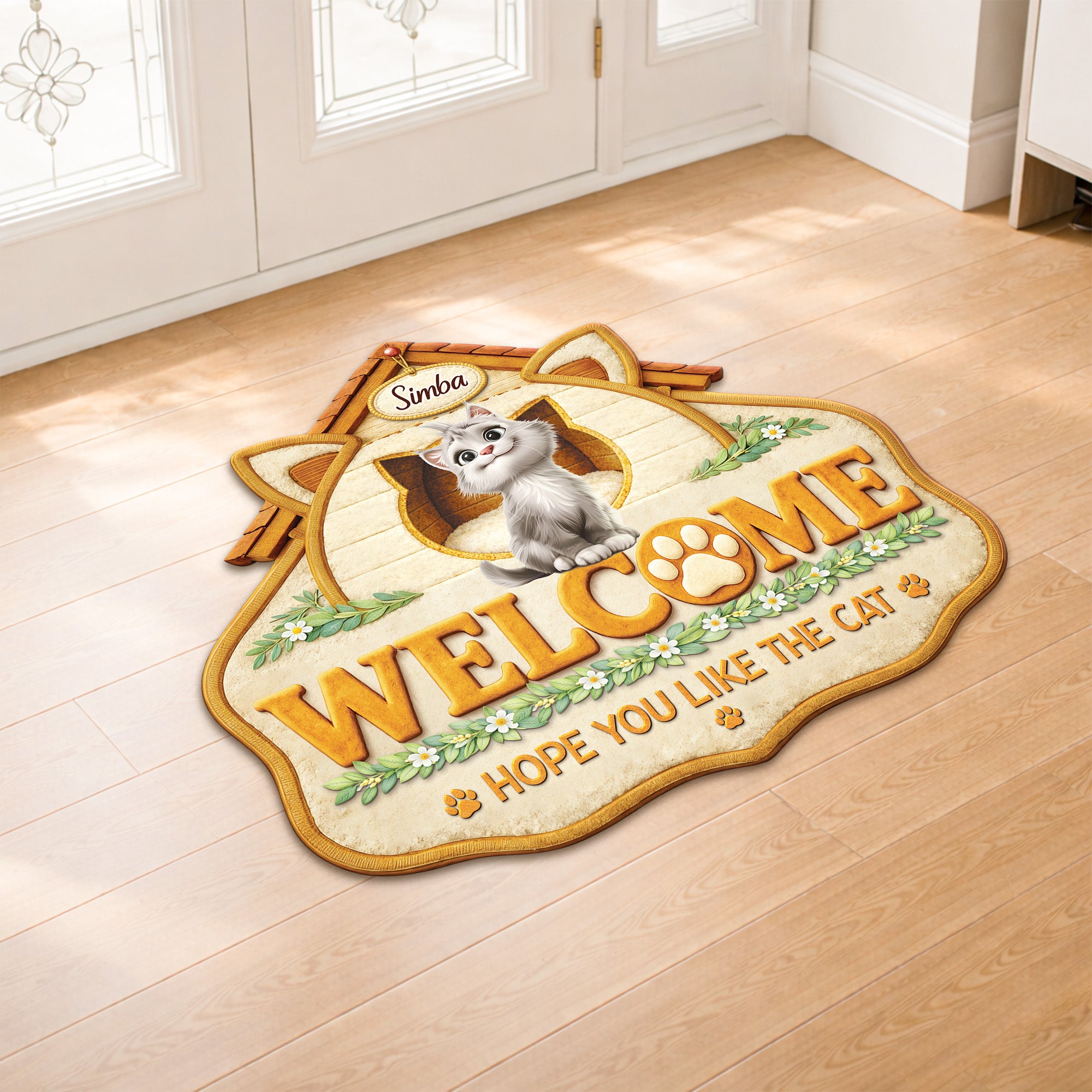 8561AUK2 personalised hope you like cats custom shaped doormat 8561adalmd