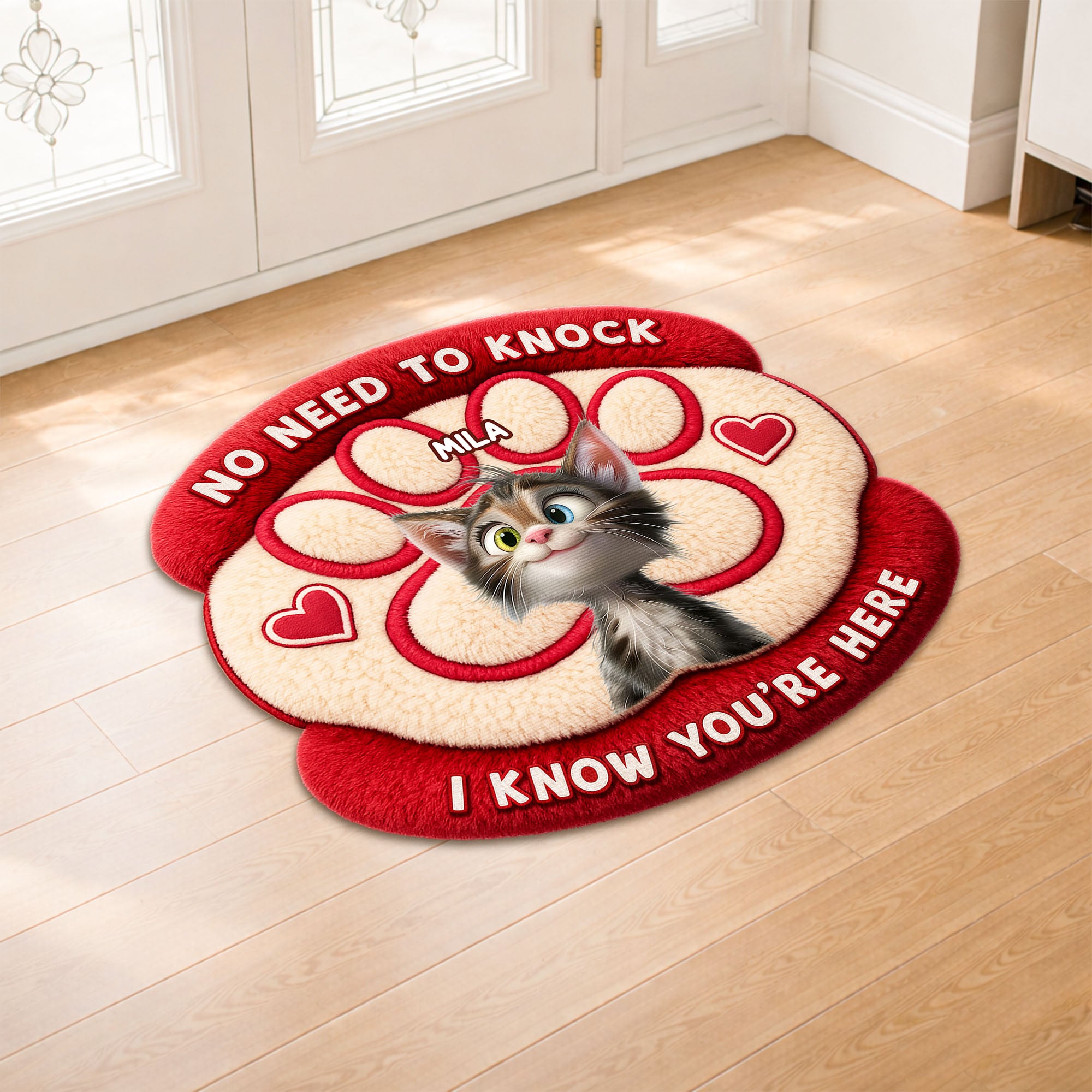 8564AUK1 personalised no need to knock custom shaped doormat for cat lovers 8564adavwd_3