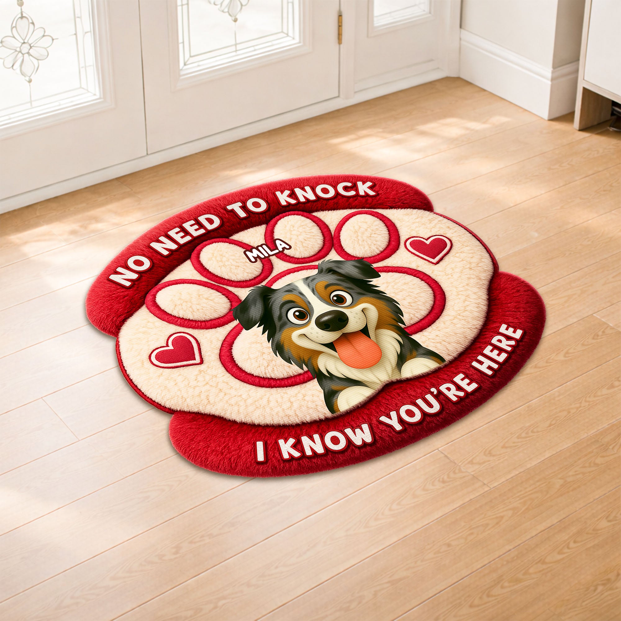 8564AUK1 personalised no need to knock custom shaped doormat for dog lovers 8564adavwc_3