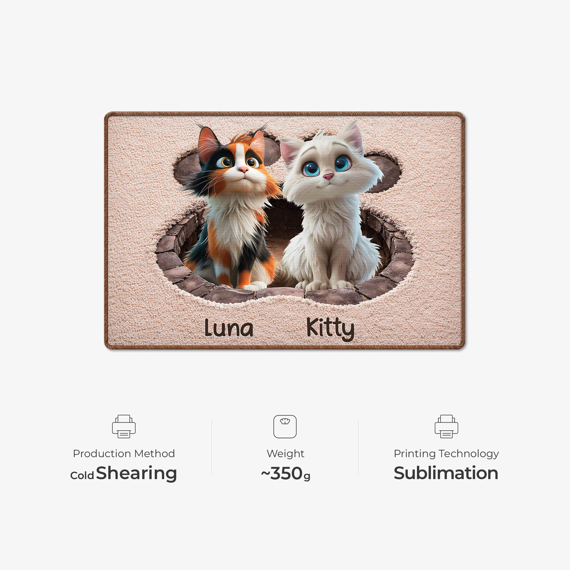 8565AUK4 3d printing effect custom shaped doormat for cat lovers 8565adsfnd
