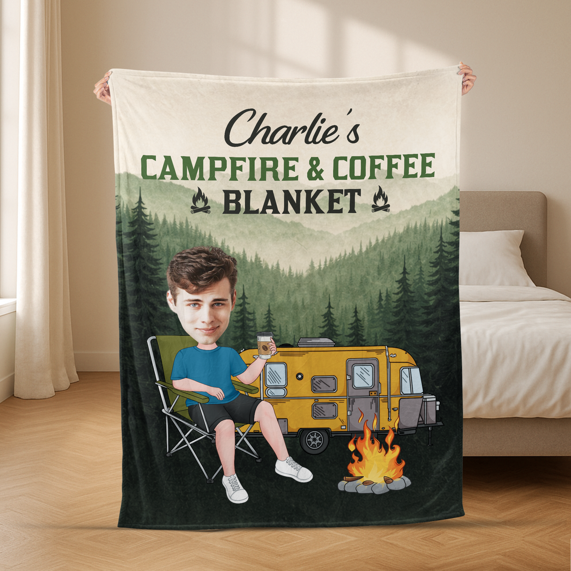 8570BUK2 personalised fleece camping blanket for himher 8570btf5a