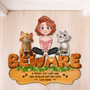 8573AUK1 personalised a crazy cat lady and her cats live here custom shaped doormat 8573adafbd_jpg