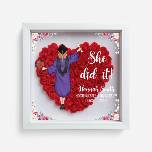 8576OUK1 personalised she did it flower shadow box for graduation 8576oaezs